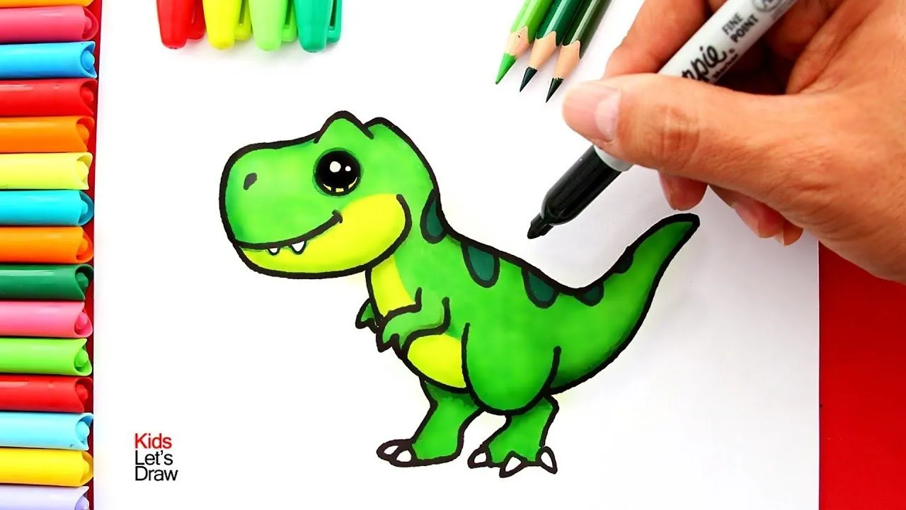 Aprende a dibujar un TIRANOSAURIO REX (T-REX) Kawaii | How to Draw ...