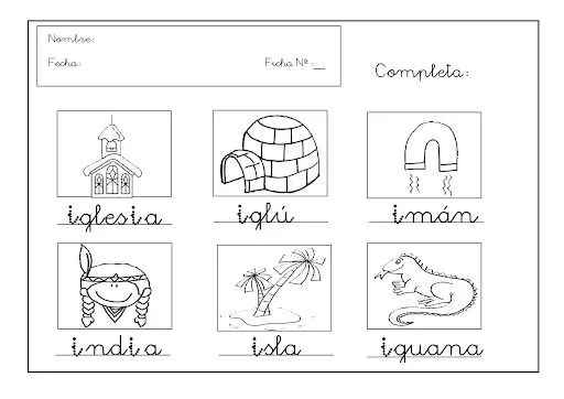 APRENDE A ESCRIBIR LA LETRA I. EJERCICIOS DE CALIGRAFIA