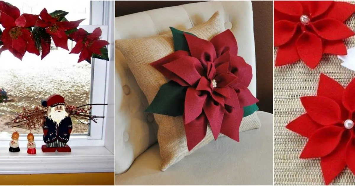 Aprende cómo hacer flores navideñas con fieltro y cartulina ~ Haz  Manualidades