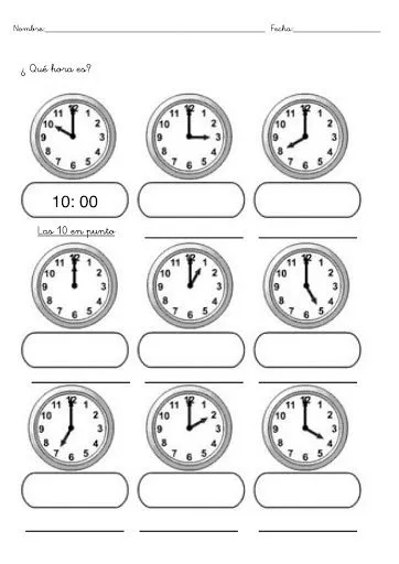 APRENDE A LEER EL RELOJ. EJERCICIOS PARA APRENDER A DECIR LA HORA