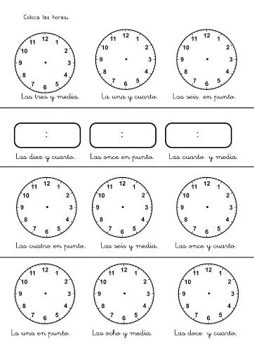 APRENDE A LEER EL RELOJ. EJERCICIOS PARA APRENDER A DECIR LA HORA