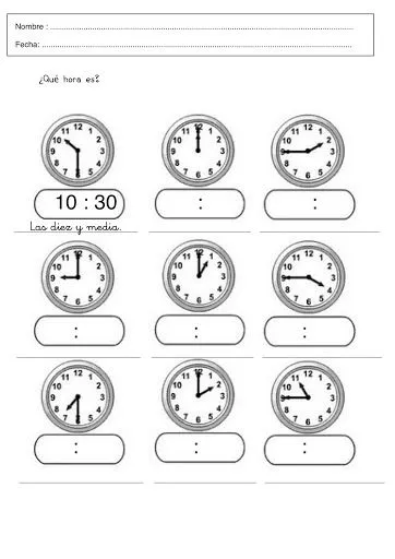 APRENDE A LEER EL RELOJ. EJERCICIOS PARA APRENDER A DECIR LA HORA