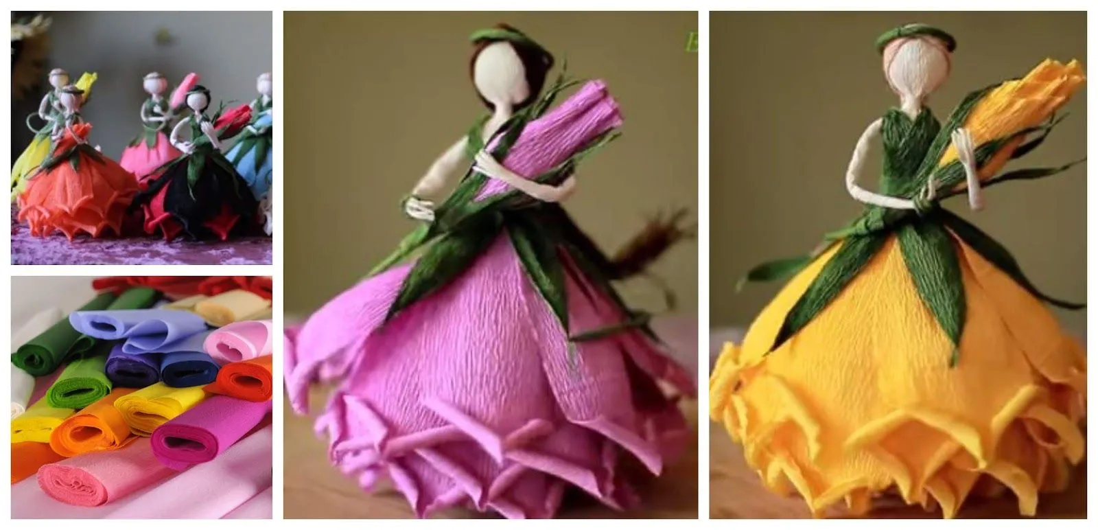 Aprende cómo hacer muñecas con forma de rosa hechas de papel crepe ~  cositasconmesh