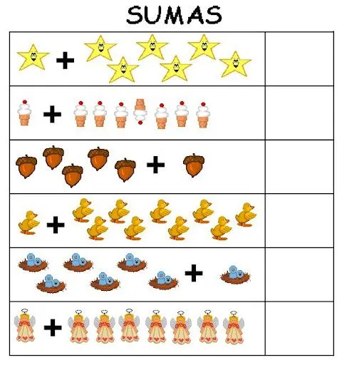 APRENDE A SUMAR. FICHAS DE SUMAS CON DIBUJOS