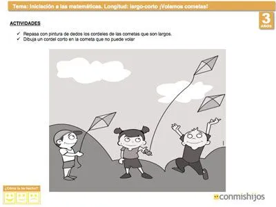 Aprender el concepto largo y corto. Matemáticas para niños