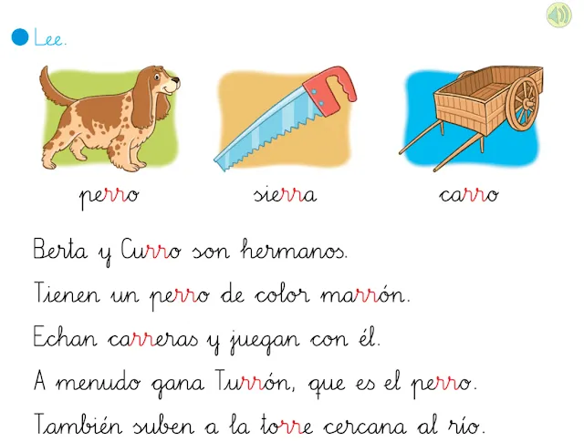 APRENDER ES DIVERTIDO 1º Y 2º: Lectura interactiva letra r doble y ...