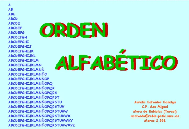 APRENDER ES DIVERTIDO 1º Y 2º: Orden alfabético.