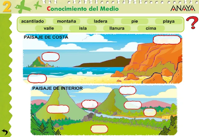 APRENDER ES DIVERTIDO 1º Y 2º: Paisajes de interior y de costa.