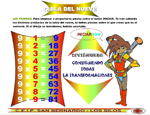 APRENDER ES DIVERTIDO 1º Y 2º: Tabla del 9.