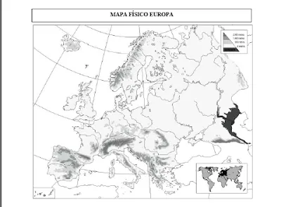 APRENDER ES DIVERTIDO: MAPA FÍSICO MUDO DE EUROPA (