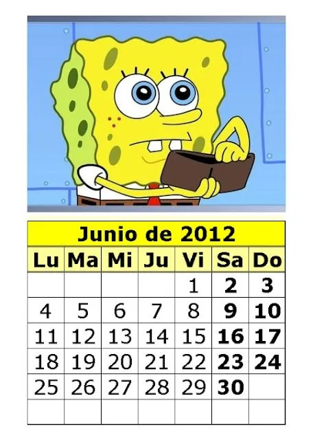 APRENDER Y DIVERTIRSE.... ¡¡TODO EN UNO!!: CALENDARIO 2012 DE BOB ...