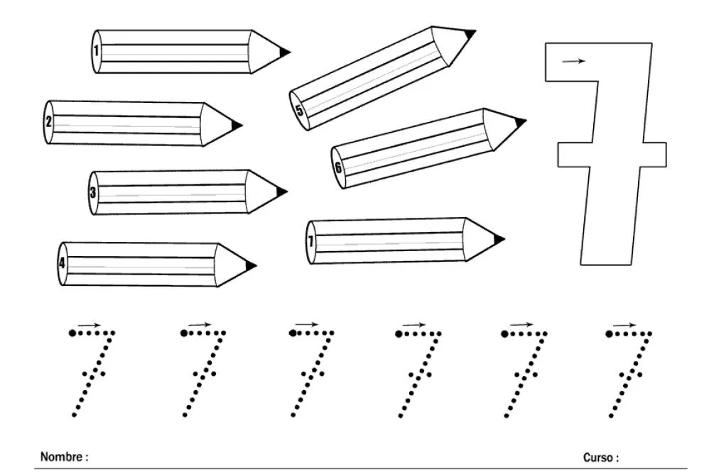 APRENDER LOS NÚMEROS: EL NÚMERO 7 Y LOS LÁPICES. | WEB PEDAGÓGICA ...