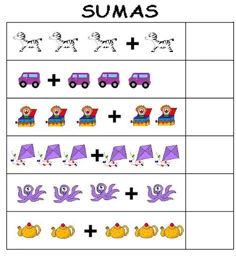 APRENDER A SUMAR. TARJETAS DE SUMAS PARA NIÑOS.