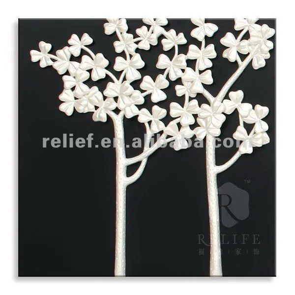 Árbol abstracto negro y blanco del arte de la pared - tríptico ...