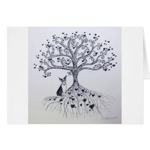 Árbol de Boston Terrier de la vida blanco y negro Tarjeton | Zazzle