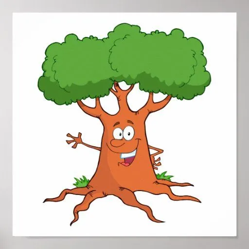 árbol feliz del dibujo animado póster | Zazzle