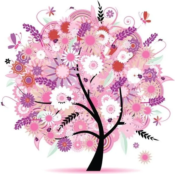 Árbol con flores Ilustración vectorial Vector de la flor - vectores ...