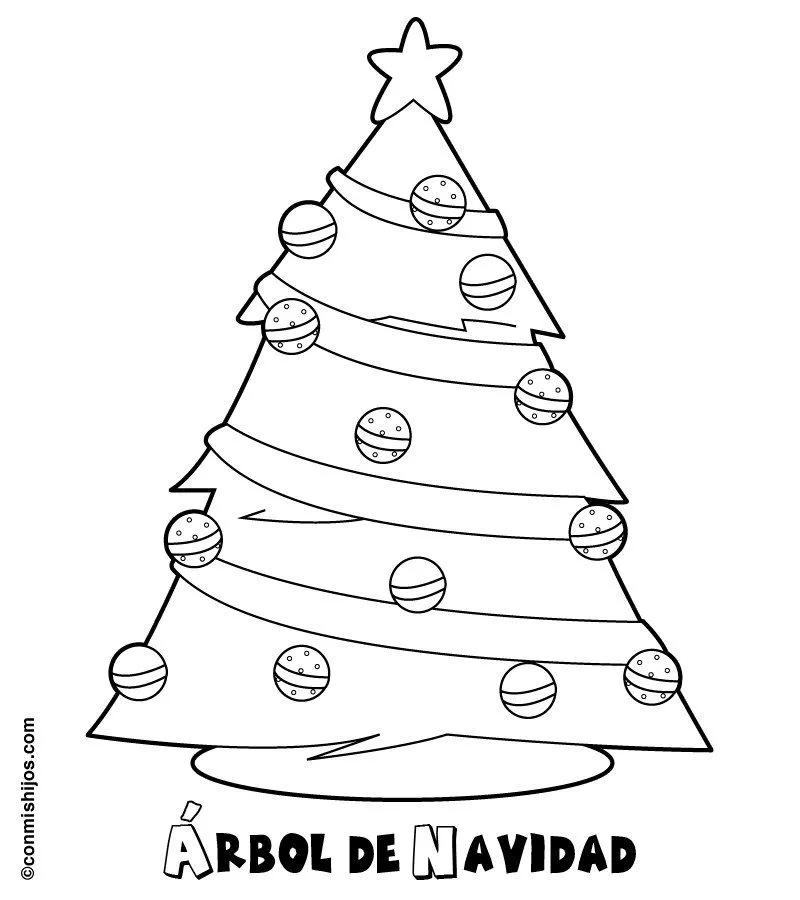 Árbol de Navidad para imprimir y colorear. Dibujos navideños para ...