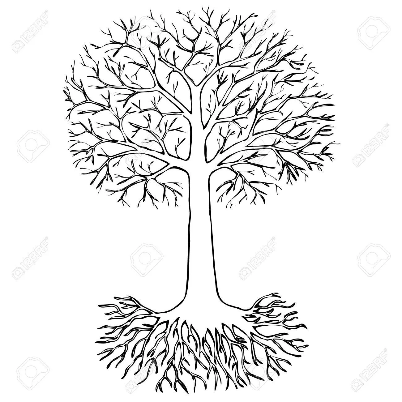 Árbol Con Raíces En El Fondo Blanco. Dibujo Ilustraciones Vectoriales, Clip  Art Vectorizado Libre De Derech… | Fondo blanco, Dibujos tumblr a color,  Dibujo de arbol