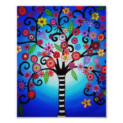 El árbol de la vida florece la pintura fotografias | Zazzle