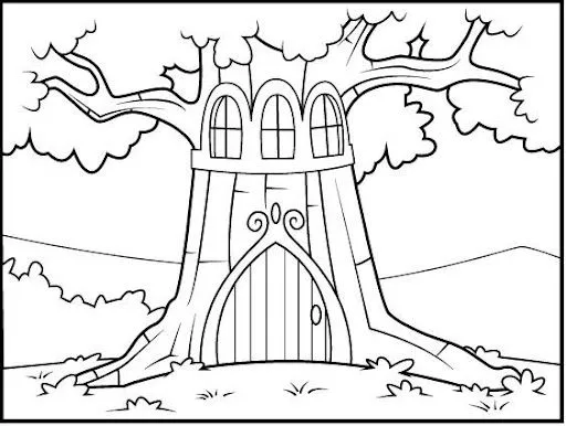 COLOREAR CASA INFANTIL EN UN ARBOL DIBUJO DE CASA EN ARBOL PARA ...