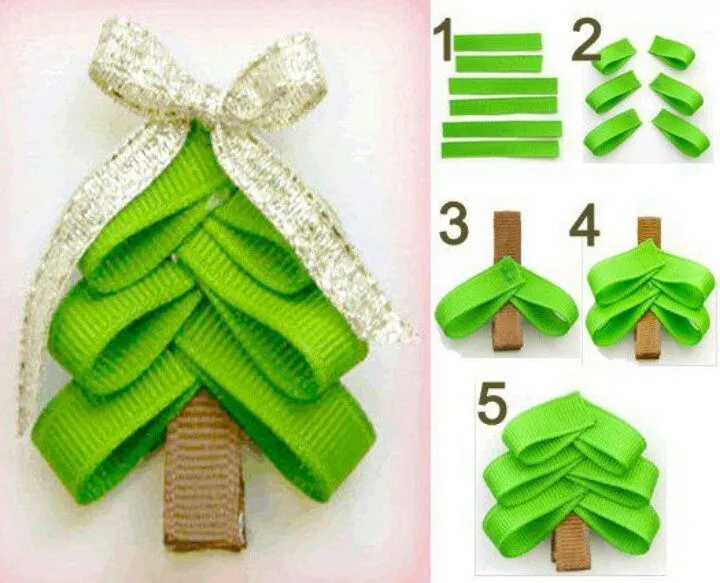 Arboles de navidad hechos con lazos | Navidad | Pinterest