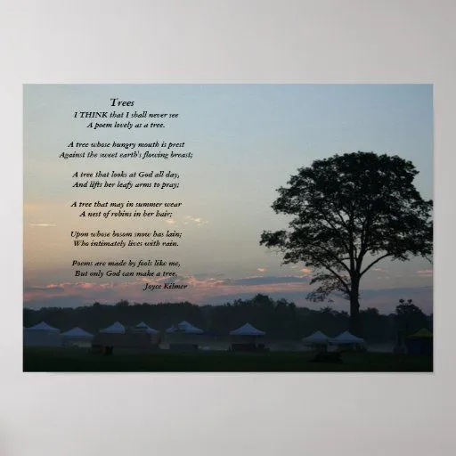 Árboles, poema de A de Joyce Kilmer Impresiones | Zazzle