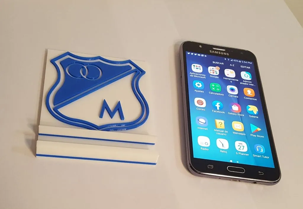 Archivo 3D gratis Soporte Celular con escudo de Millonarios・Objeto para impresora 3D para descargar・Cults