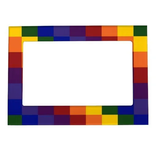 Arco iris a cuadros marcos magneticos | Zazzle