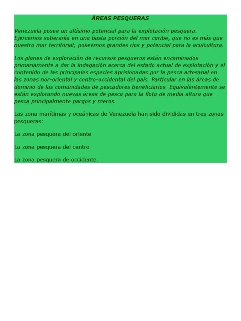 Áreas Pesqueras | PDF | Venezuela | Organización de Comida y Agricultura