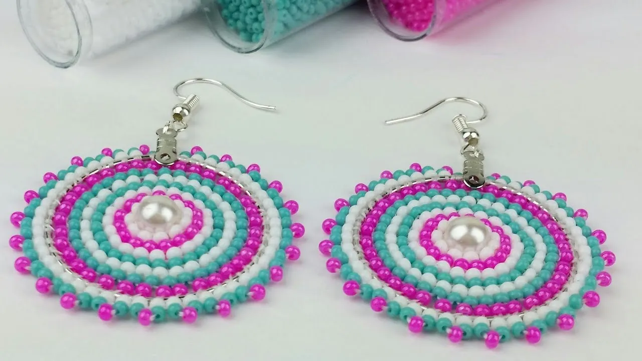ARETES DE MOSTACILLAS/ PUNTADA LADRILLO/BRICK STITCH /PUNTADA LADRILLO EN CIRCULAR - YouTube