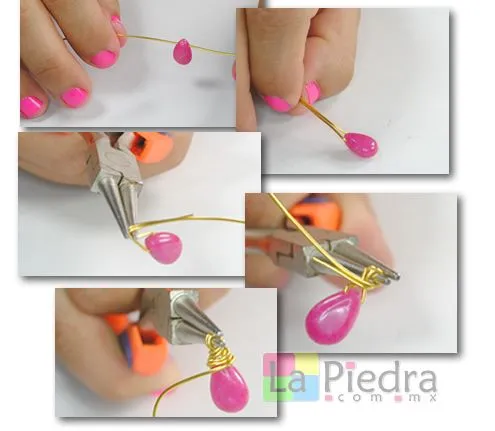 Aretes de oro laminado con esferas y dije de gota