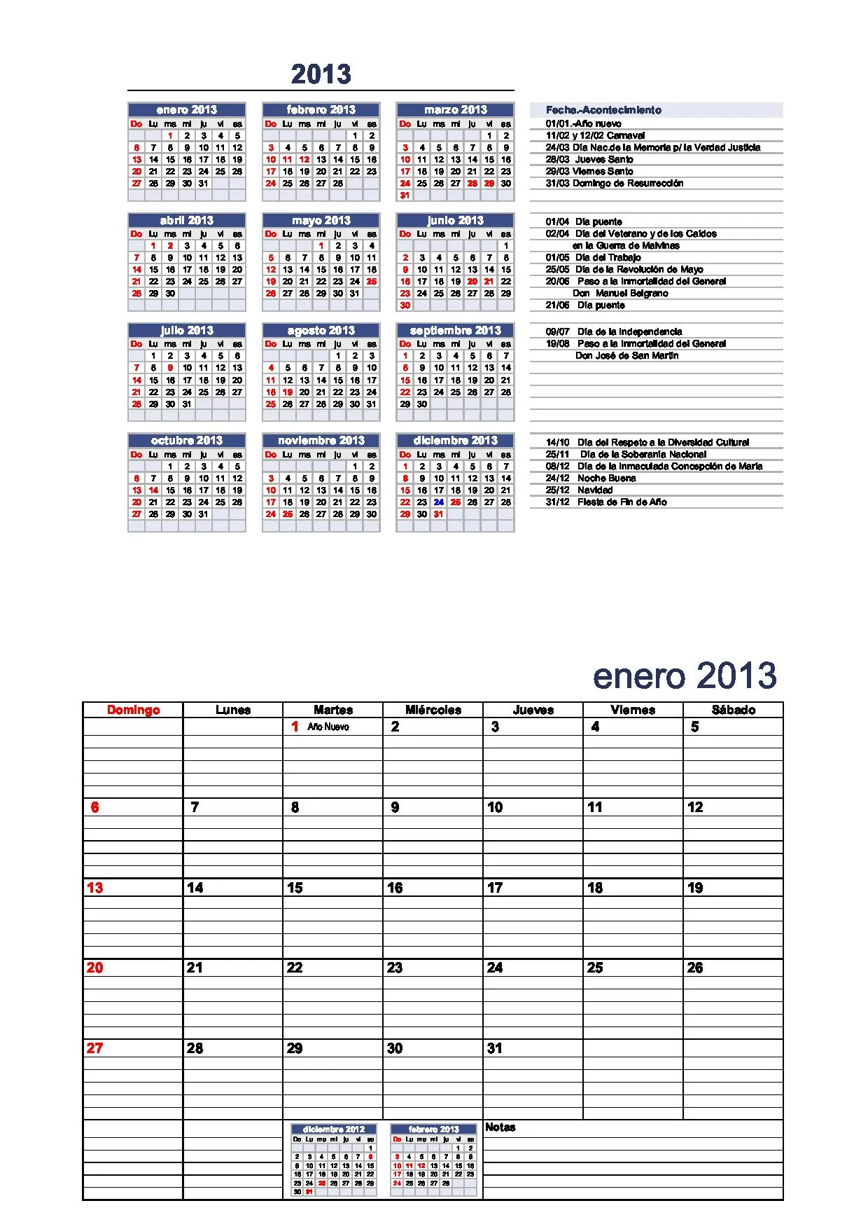 ARGENTINA: Calendario 2013 II « PARA JEFATURAS REGIONALES Y ...