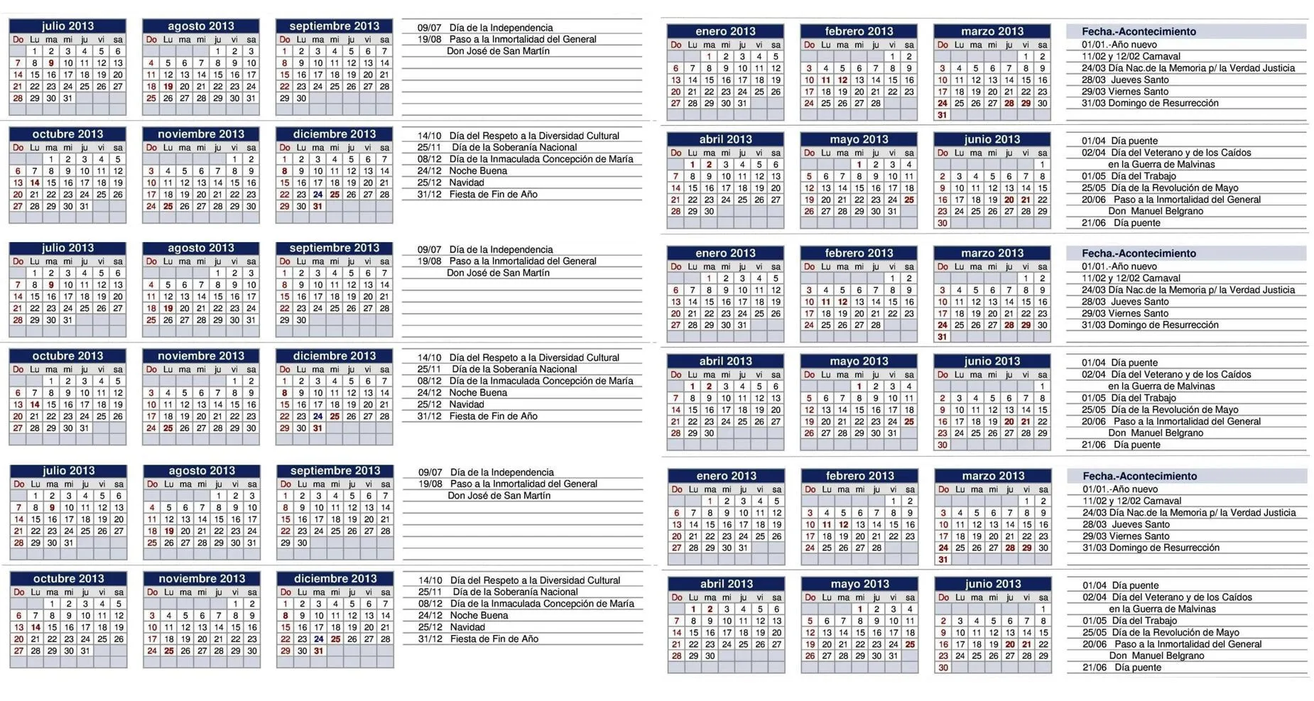 ARGENTINA: Calendario 2013 II « PARA JEFATURAS REGIONALES Y ...