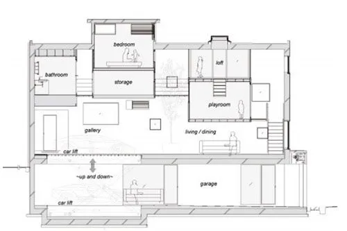 Arquitectura de Casas: Diseño de interiores living y cochera