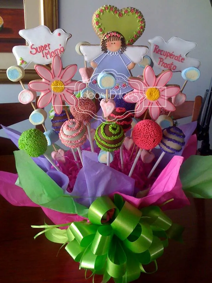 Arreglo de galletas, cake pops y masmelos para la mamá de Allena ...