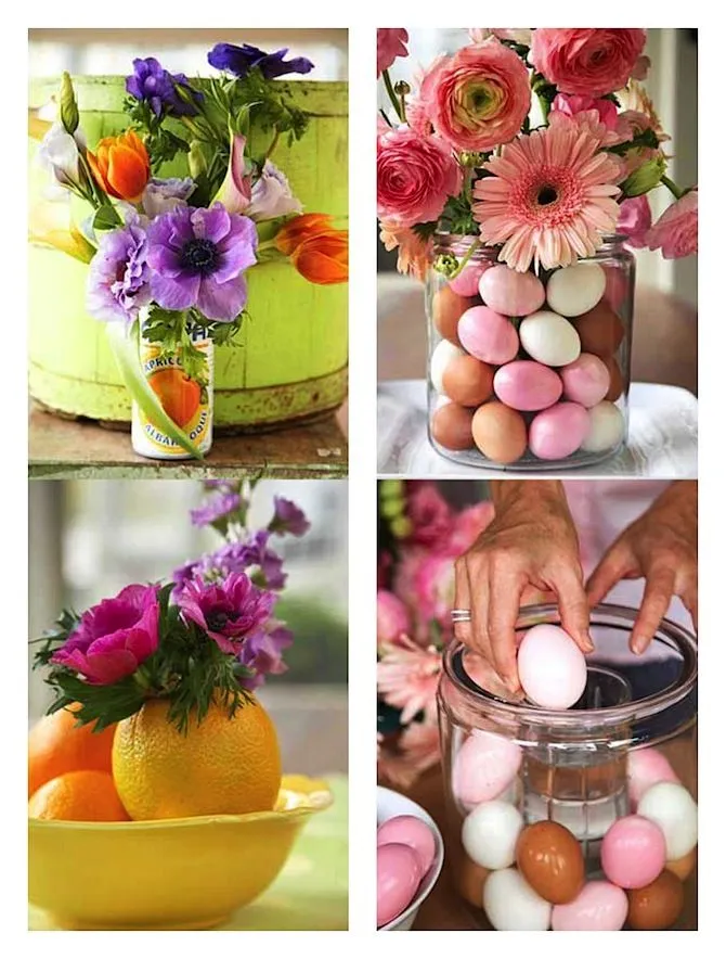 Arreglos florales con frutas y verduras