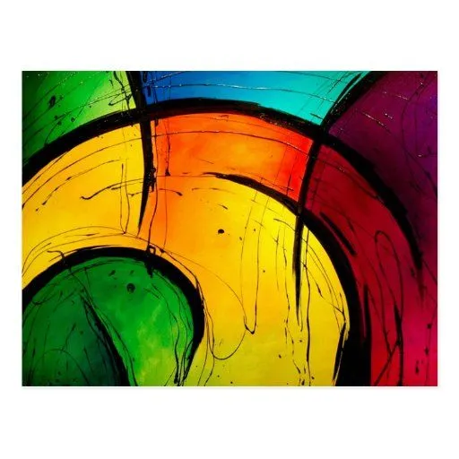 Arte abstracto de los colores brillantes enrrollad tarjetas ...