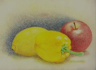 Arte Académico: Bodegón Frutas (Lápices de Colores)