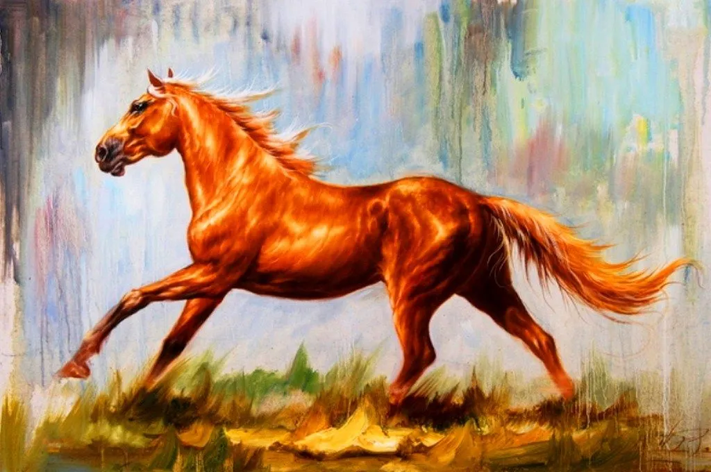 ARTE: CABALLOS PINTADOS ÓLEO LIENZO | Pinturas al Óleo