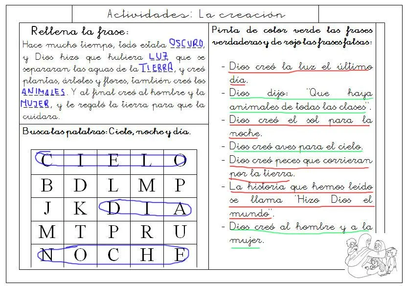 El arte de enseñar: Actividades de la Creación