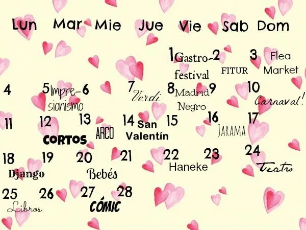 El arte de las cosas nimias: Calendario febrero 2013: Qué hacer en ...