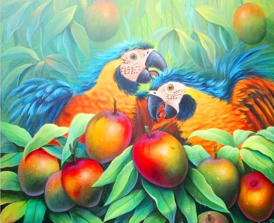 Arte Pinturas al Óleo: Paisajes de la Selva, Aves