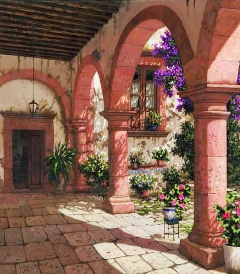 Arte realismo paisajes coloniales | Pinturas al Óleo