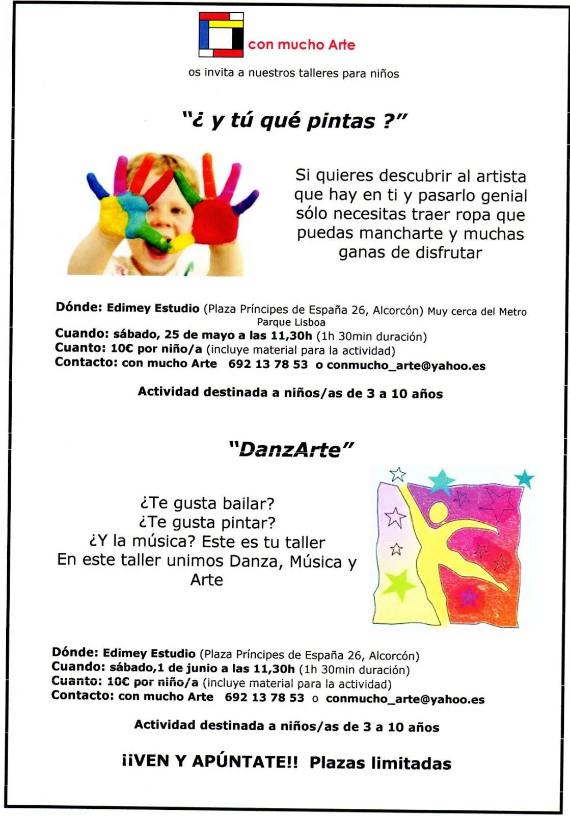 con mucho Arte: TALLERES PARA NIÑOS 25 de Mayo y 1 de Junio
