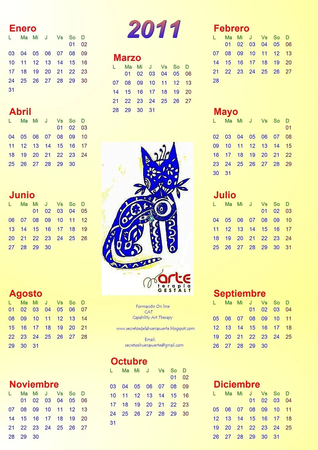 ARTE TERAPIA GESTALT: CALENDARIO 2011 PARA QUE LO PUEDAS IMPRIMIR