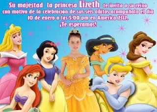 Invitaciones para cumpleaños de las princesas de Disney - Imagui