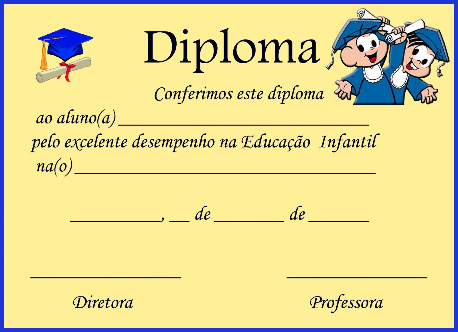 Artes da Zelda: Novas molduras Diploma infantil