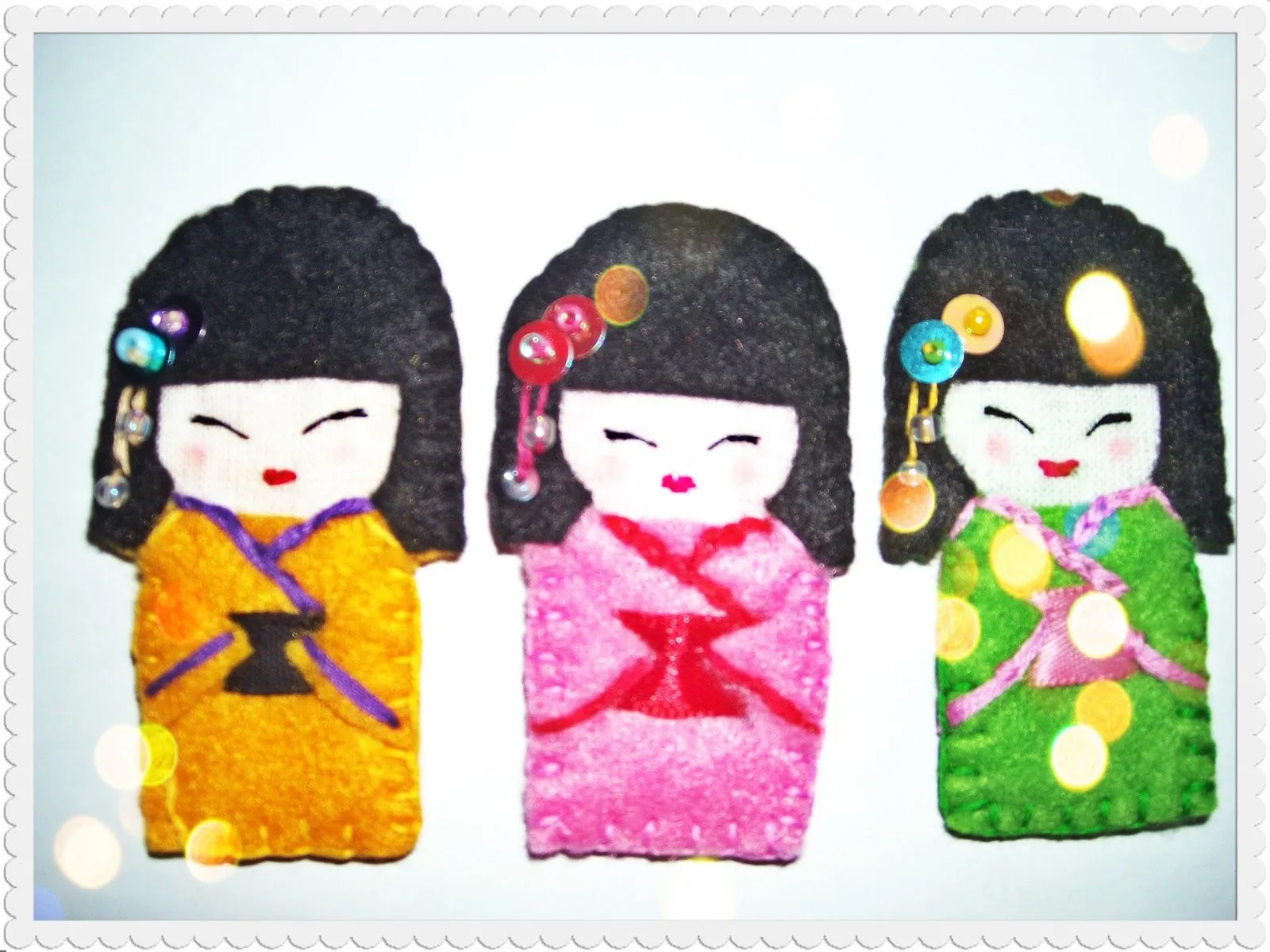 Artesania y manualidades Kutxiflor: Broches de fieltro Geishas o ...