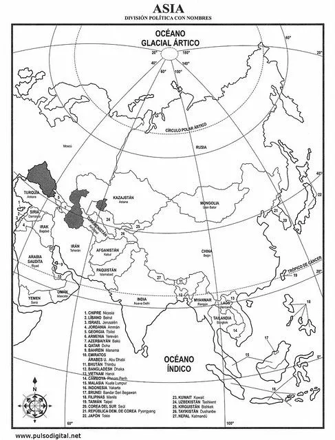 asia division politica Colouring Pages